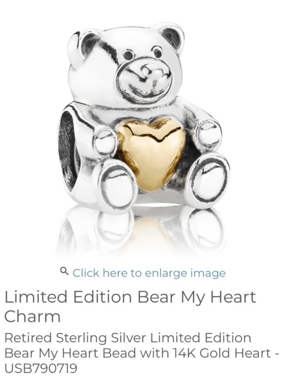 Pandora Limited edition Bear My Heart Charm